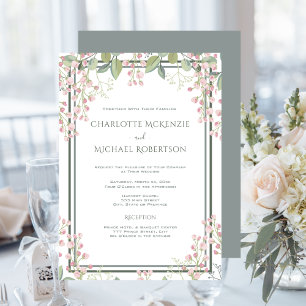 Invitation Flore Ressort Rose Avec Mariage RSVP