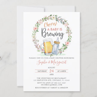 Invitation Flore Rose Apporte Un Baby shower À Un Bébé