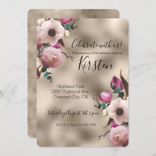 Invitation Flore rose glam Gold
