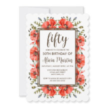 Flore rouge élégant 50e anniversaire