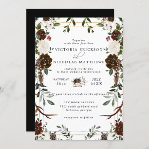 Invitation Flore rustique  Boho Botanical Mariage