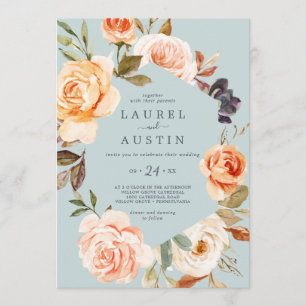 Invitation Flore rustique   Mariage Décontracté de la monnaie