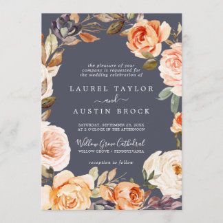 Invitation Flore rustique | Mariage formel pourpre