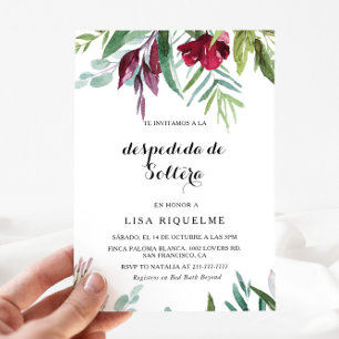 Invitation Flore tropicale et verdure Fête des mariées espagn