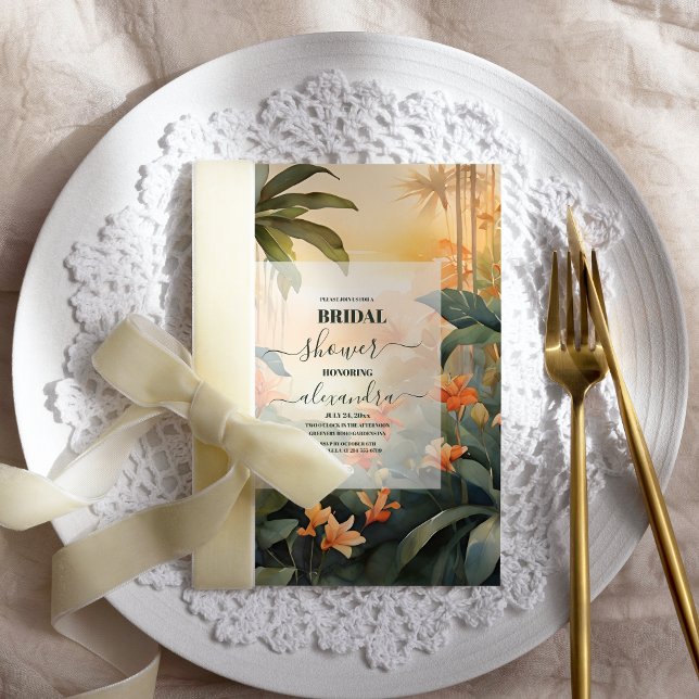 Invitation Flore tropicale Fête des mariées d'été moderne (Créateur téléchargé)
