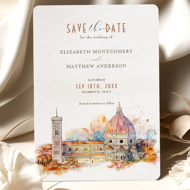 Invitation Florence Italie Skyline Économisez-le-Date (Créateur téléchargé)