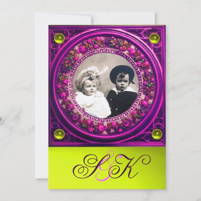 INVITATION FLORENTINE RENAISSANCE FRUITS DAMASSÉ MONOGRAMME (Devant)