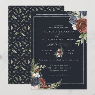 Invitation Flores congelées Mariage botanique d'hiver