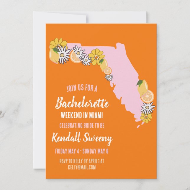 Invitation Florida Beach Bachelorette Party Week-end (Devant)