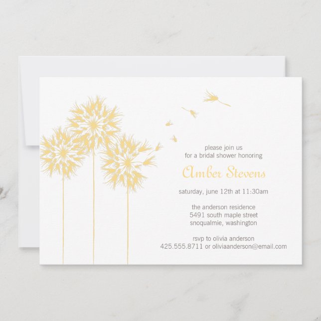 Invitation Flottante Dandelion Shower/Party (Devant)
