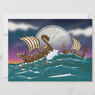 Invitation Flotte d'invasion de Vikings de dessin animé