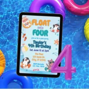 Invitation Flotter dans quatre, Les Animaux de la Piscine 4èm