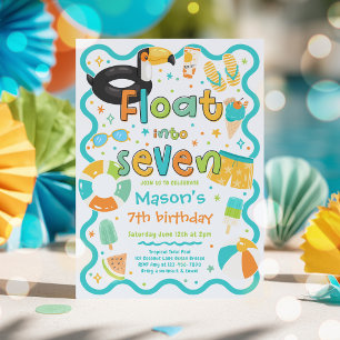 Invitation Flotter dans sept fête au bord de la piscine d'été