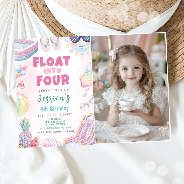 Invitation Flotter en quatre - Summer Girl Birthday Party Pho (Créateur téléchargé)