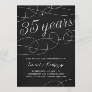 Invitation Flourish Élégant   Fête des 35 ans