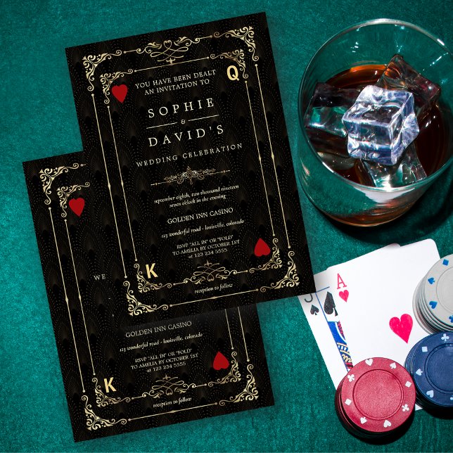 Invitation Flourish Gold Art Deco Casino Vegas Poker (Créateur téléchargé)