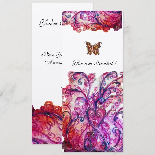 Invitation FLOURISHES FANTASQUES rouge rose violet argent bri (Devant / Derrière)