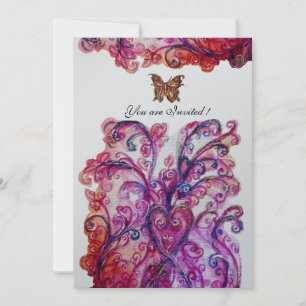 Invitation FLOURISSEMENTS FANTAISISTES rouge rose violet arge