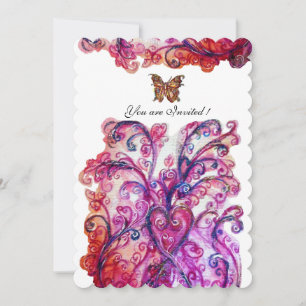 Invitation FLOURISSEMENTS FANTAISISTES rouge rose violet blan