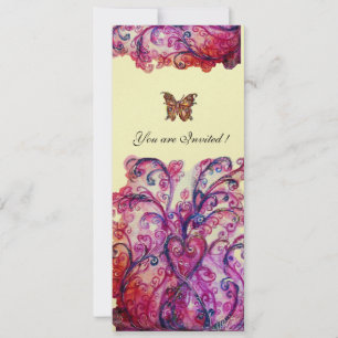Invitation FLOURISSEMENTS FANTAISISTES rouge rose violet ivoi