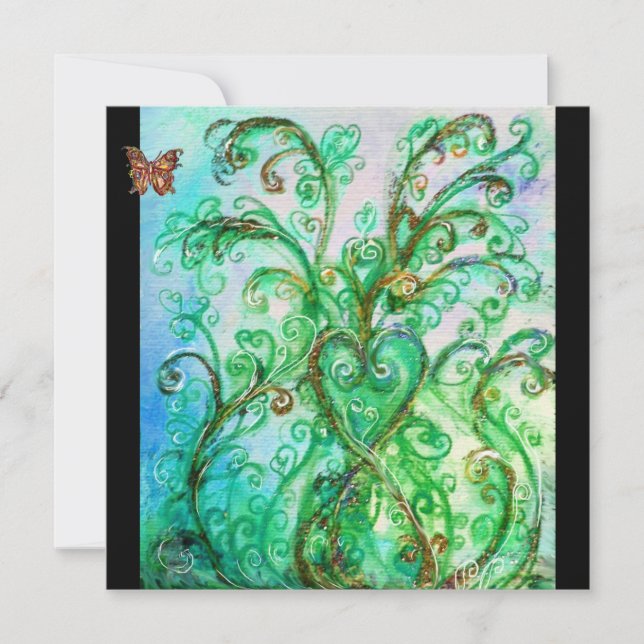Invitation FLOURISSES FANTAISISTES bleu vert noir brillant (Devant)