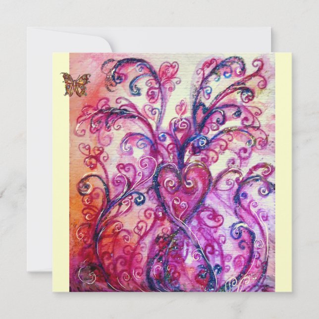Invitation FLOURISSES FANTAISISTES rouge rose violet ivoire v (Devant)