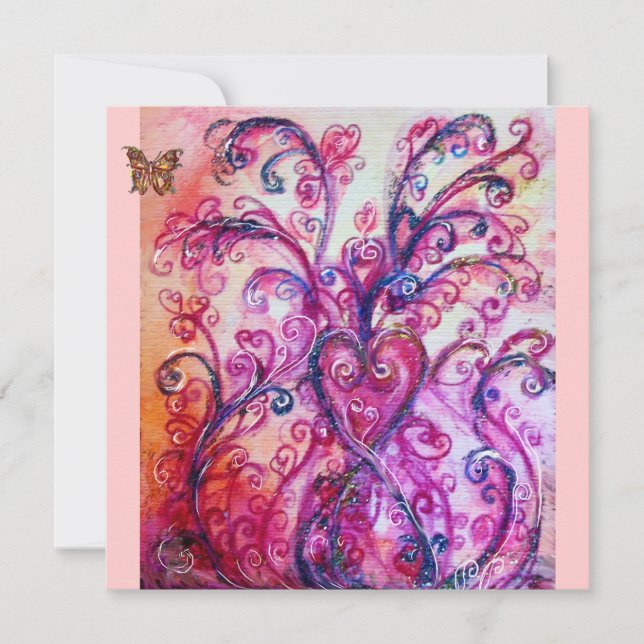 Invitation FLOURISSES FANTAISISTES rouge vif, rose violet (Devant)
