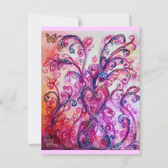 Invitation FLOURISSES FANTAISISTES rouge vif, rose violet (Devant)