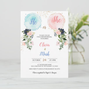 Invitation Flower Balloons Genre Revela Party
