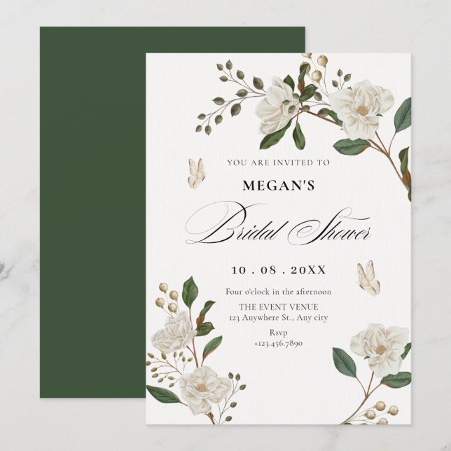 Invitation Flower branch bridal shower (Devant / Derrière)