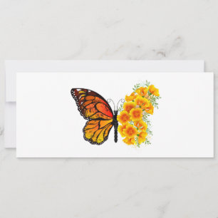 Invitation Flower Butterfly with Yellow California Poppy