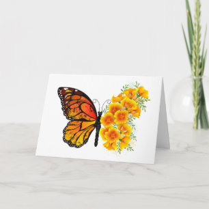 Invitation Flower Butterfly with Yellow California Poppy