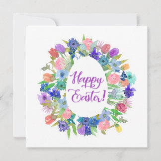 Invitation Flower Egg Shaped Wreath Happy Easter