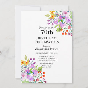 Invitation Flower Frame 70th Birthday Photo Party