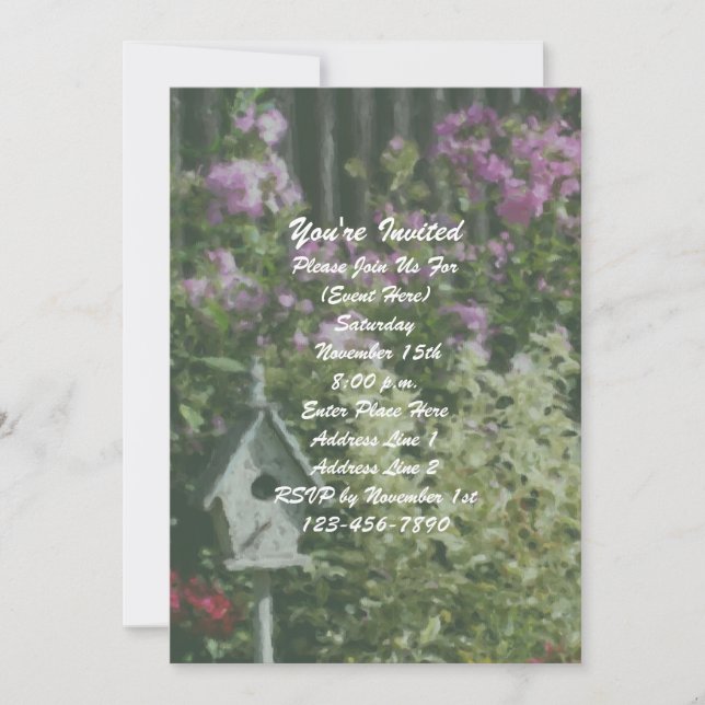 Invitation Flower Garden Bird House Floral Party (Devant)