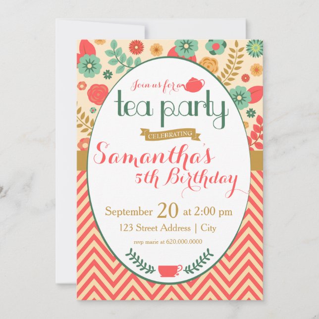 Invitation Flower Garden Tea Party (Devant)