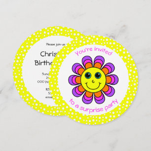 Invitation Flower Power fête d'anniversaire