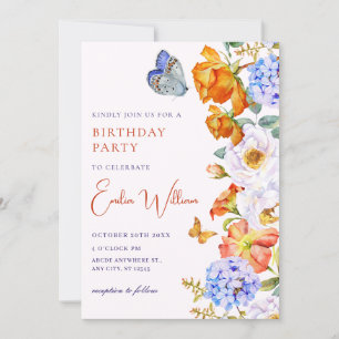 Invitation Flower spring jardin papillon anniversaire