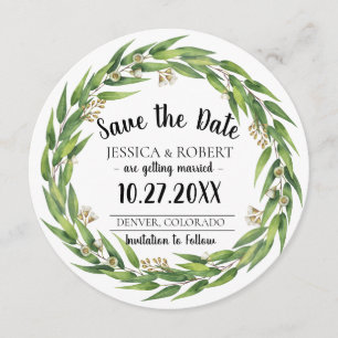 Invitation Flower Willow Wreath Wedding Enregistrer la date