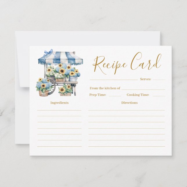 Invitation Flower's Shop Bridal Shower Recipe Card (Devant)
