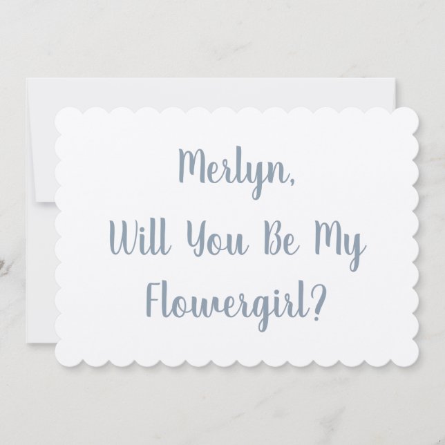 Invitation Flowgirl Nom personnalisé Dusty Blue Silver Mariag (Devant)