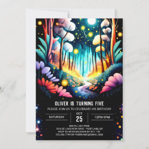 Invitation Fluciole éditable Forêt Anniversaire