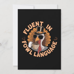 Invitation Fluent in Fowl Language Drôle Design pour poulet