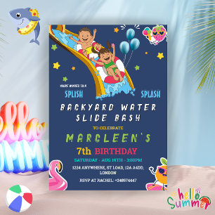 Invitation Flugale d'anniversaire garçon ou fille Splash Part