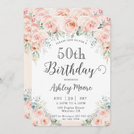 Invitation Flush doux Rose verdure 50e anniversaire