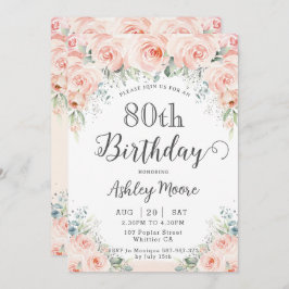 Invitation Flush doux Rose verdure 80e anniversaire