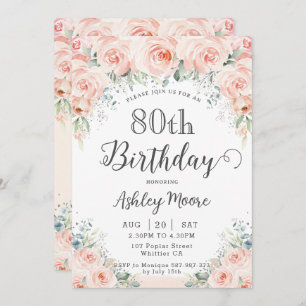 Invitation Flush doux Rose verdure 80e anniversaire