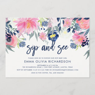 Invitation Flush et Navy, Flore Sip and See