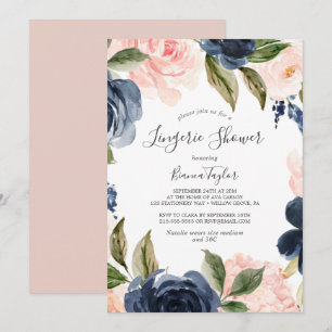 Invitation Flush et Navy Flowers   Douche Lingerie Blanche