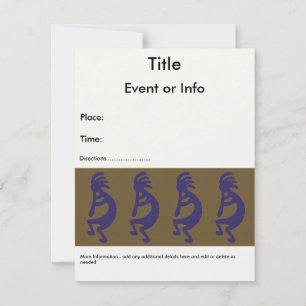 Invitation Flûte Jouer Kokopelli Figure - Bleu sur Vert